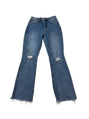 Pistola Distressed Flared Womens Blue Denim Jeans With Raw Hem Size 12 (CC1041)